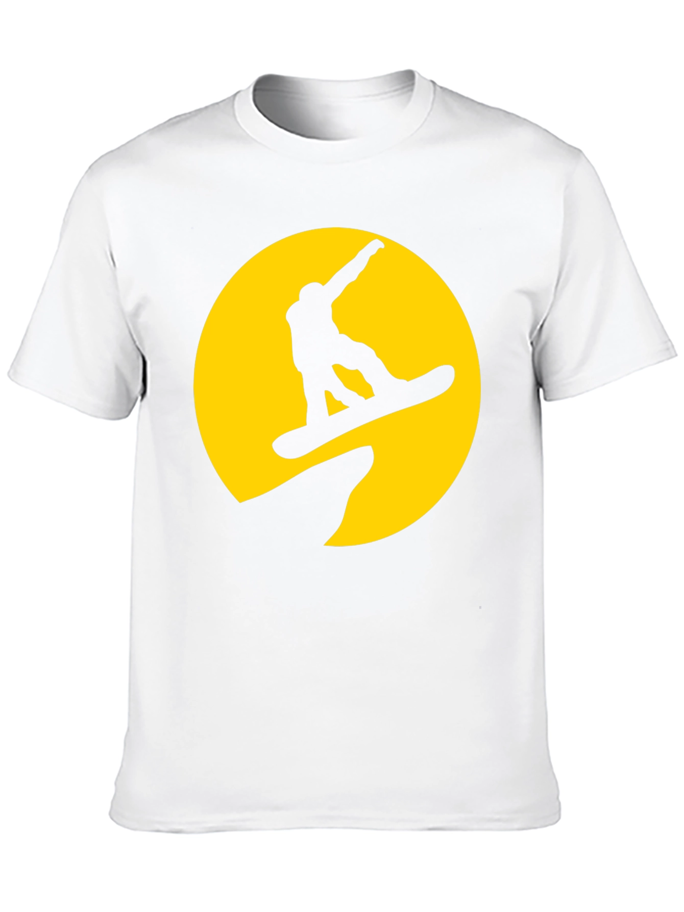 Snowboarder Silhouette T-Shirt - Yellow Moon Design