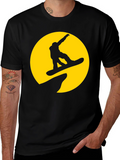 Snowboarder Silhouette T-Shirt - Yellow Moon Design