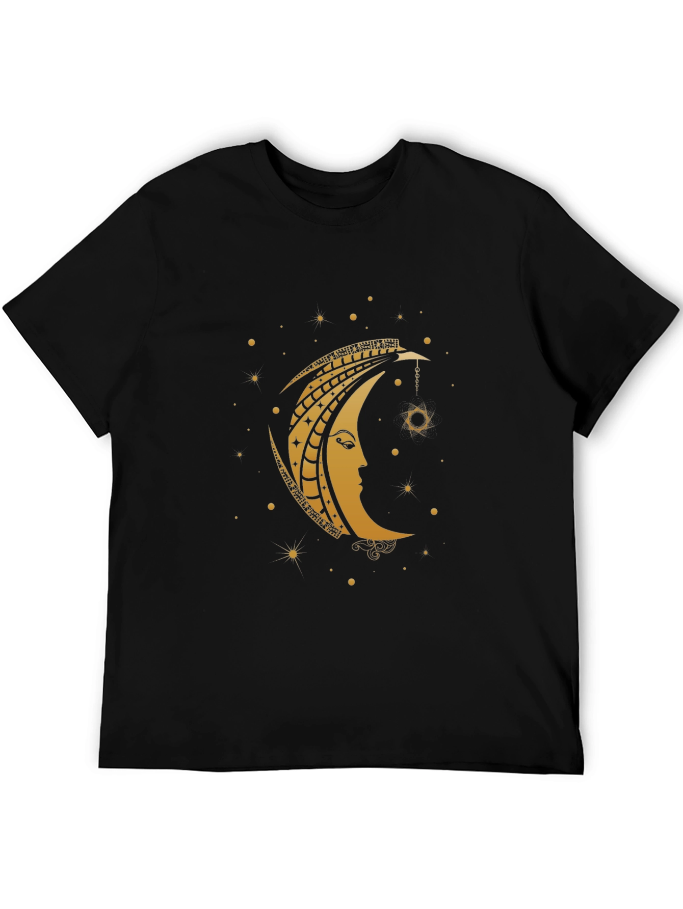 Celestial Moon Graphic Tee - Black Cotton T-Shirt