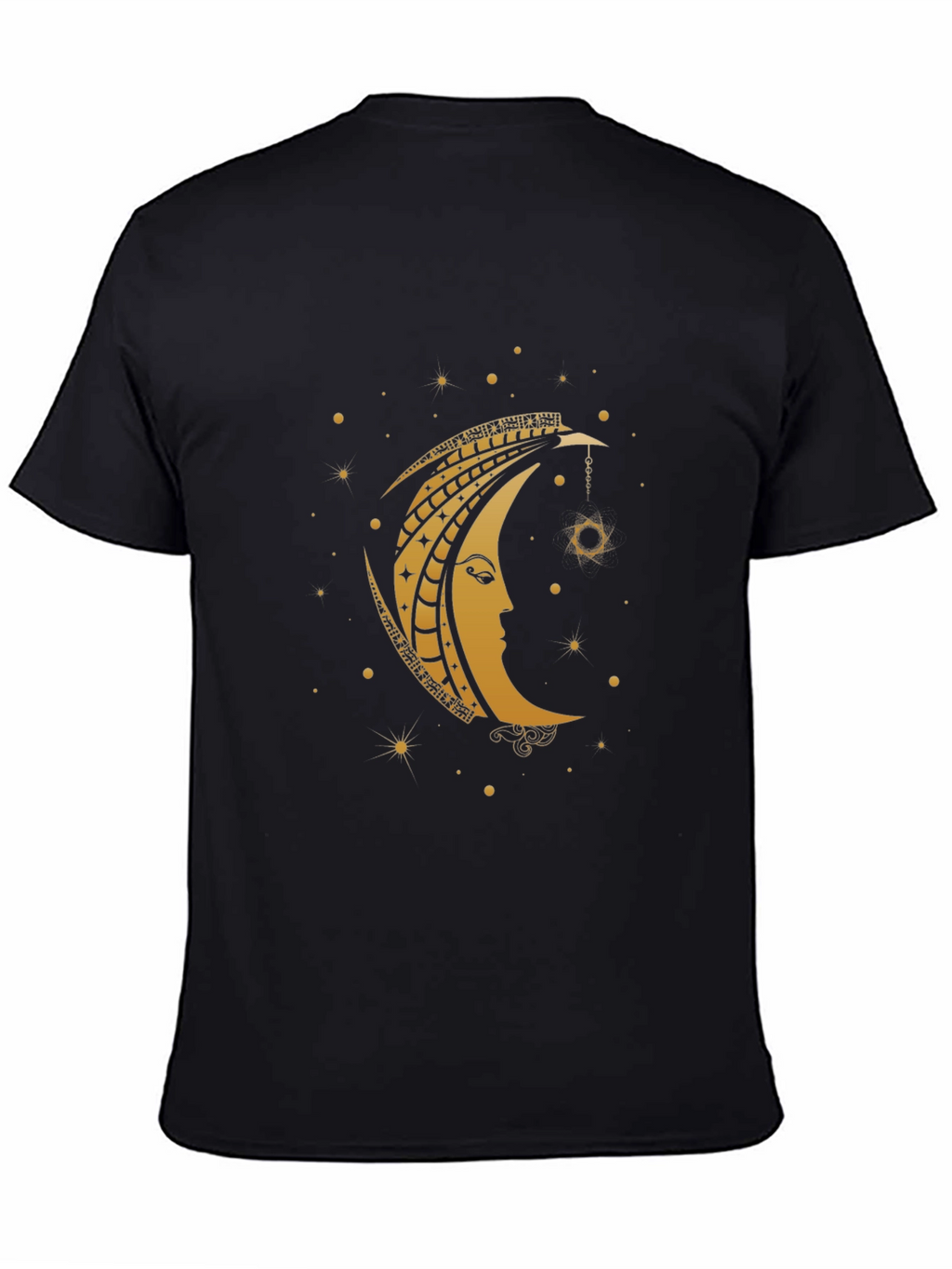 Celestial Moon Graphic Tee - Black Cotton T-Shirt