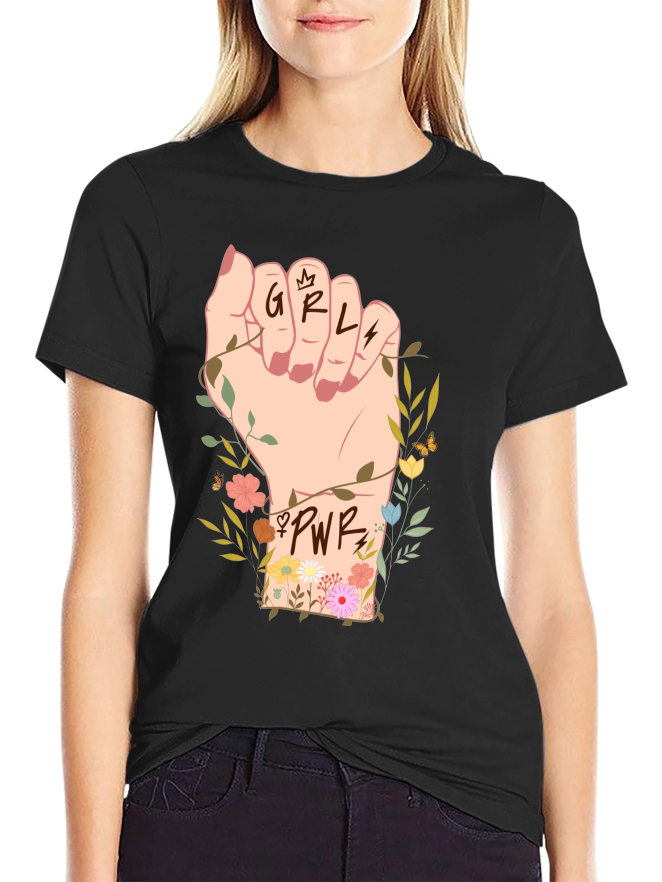 Girl Power Fist Graphic Tee - Empowerment Shirt