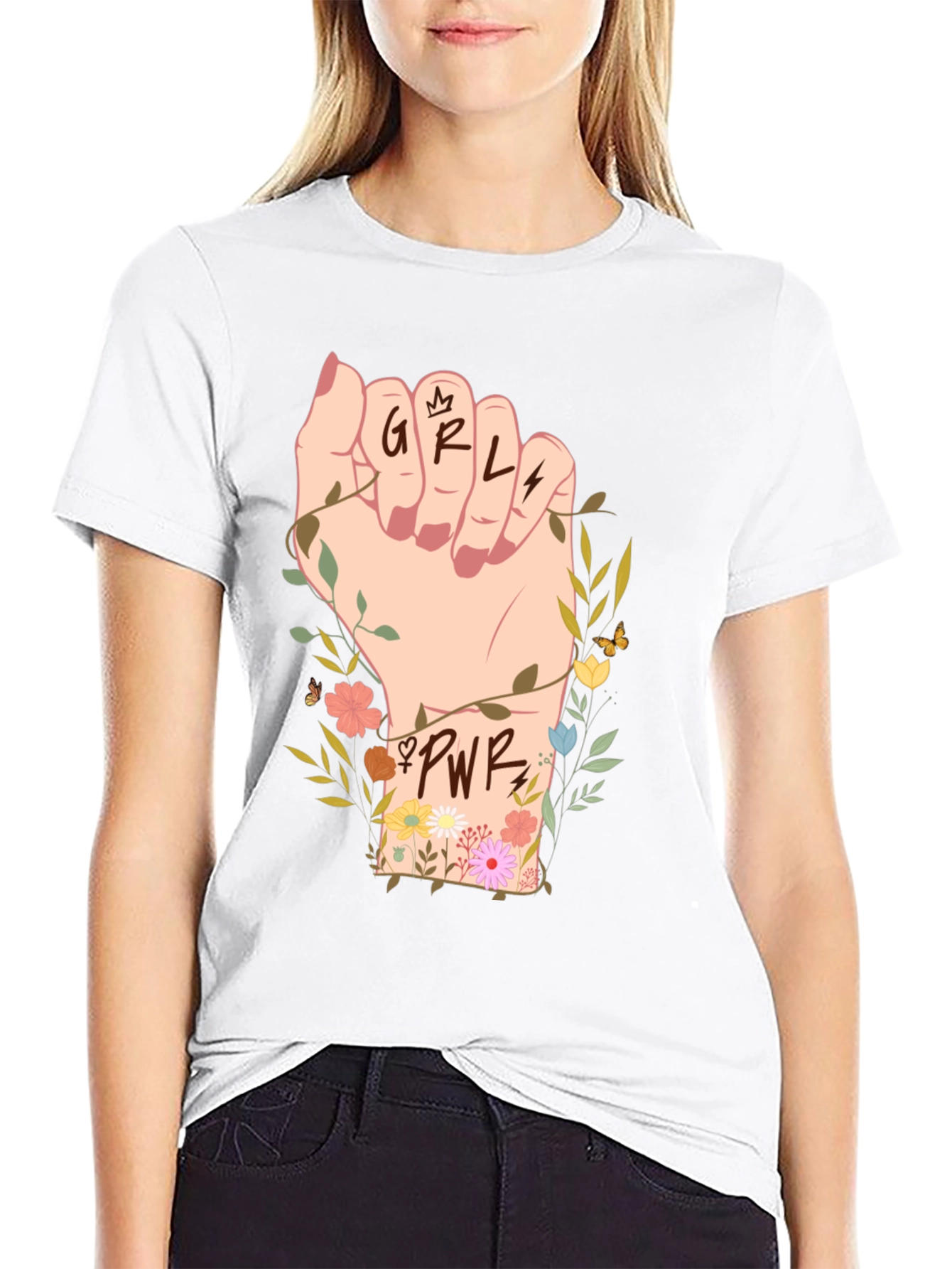 Girl Power Fist Graphic Tee - Empowerment Shirt
