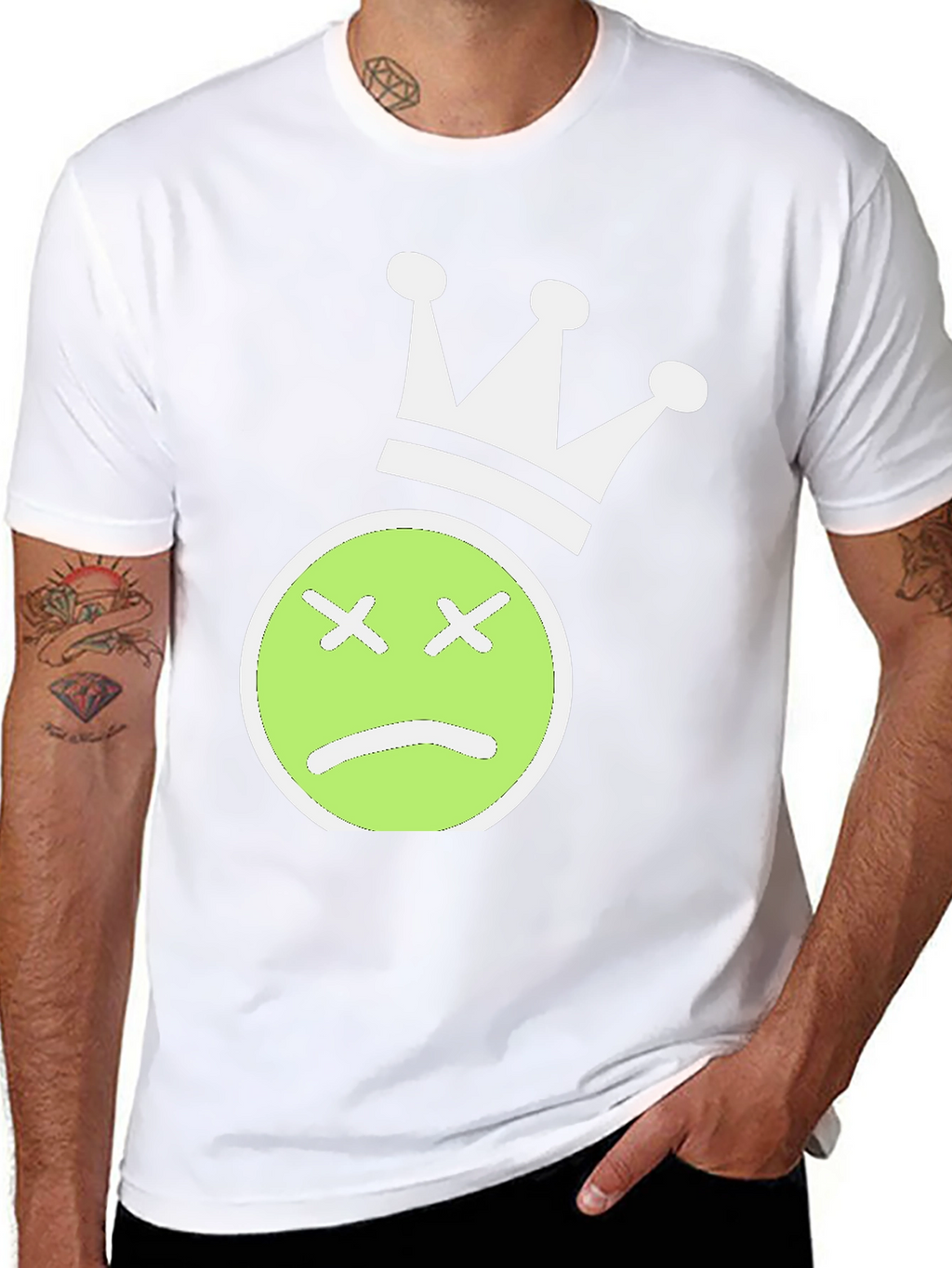 Sad Face Crown Graphic Tee - Black