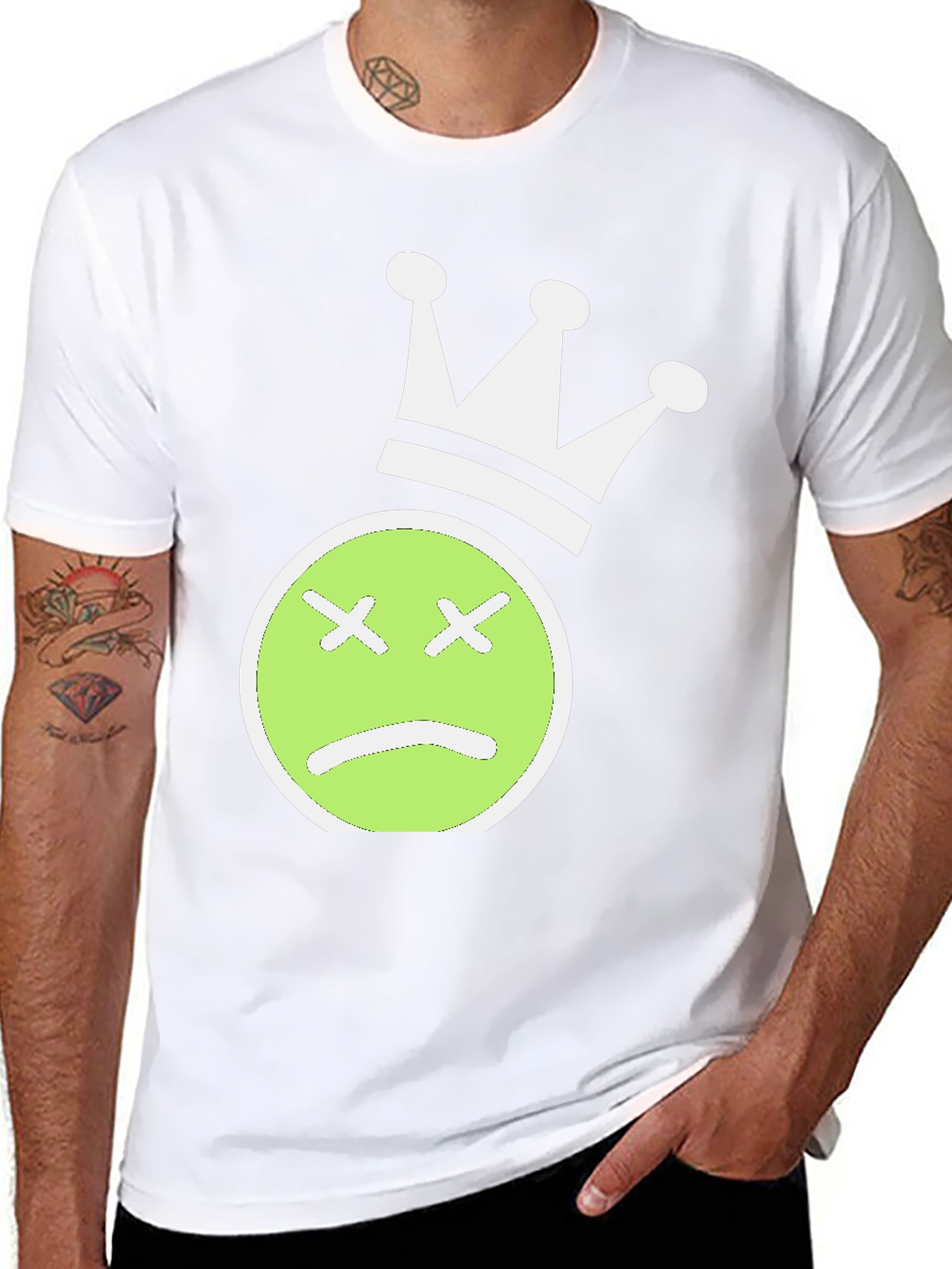 Sad Face Crown Graphic Tee - Black