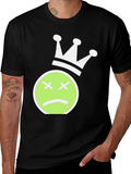 Sad Face Crown Graphic Tee - Black