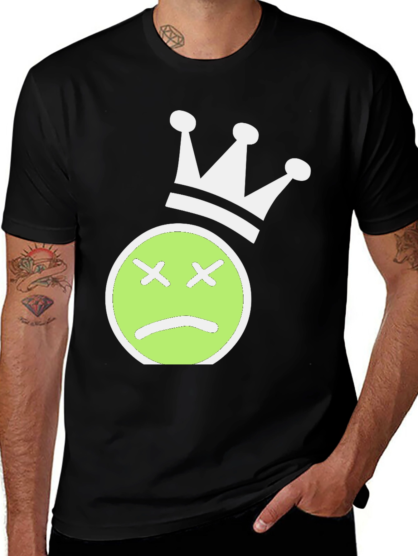Sad Face Crown Graphic Tee - Black