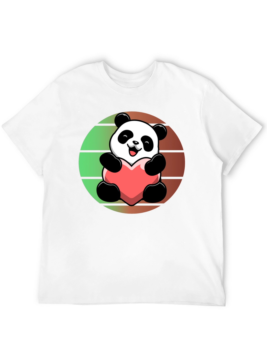 Cute Panda Heart Graphic Black T-Shirt