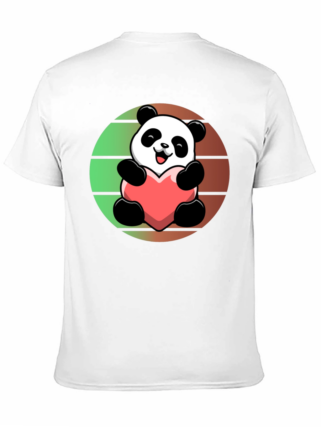 Cute Panda Heart Graphic Black T-Shirt