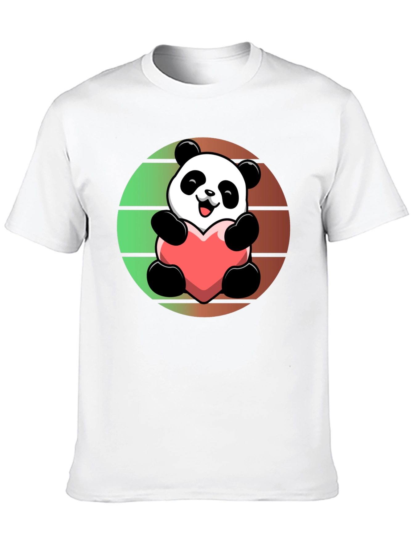 Cute Panda Heart Graphic Black T-Shirt