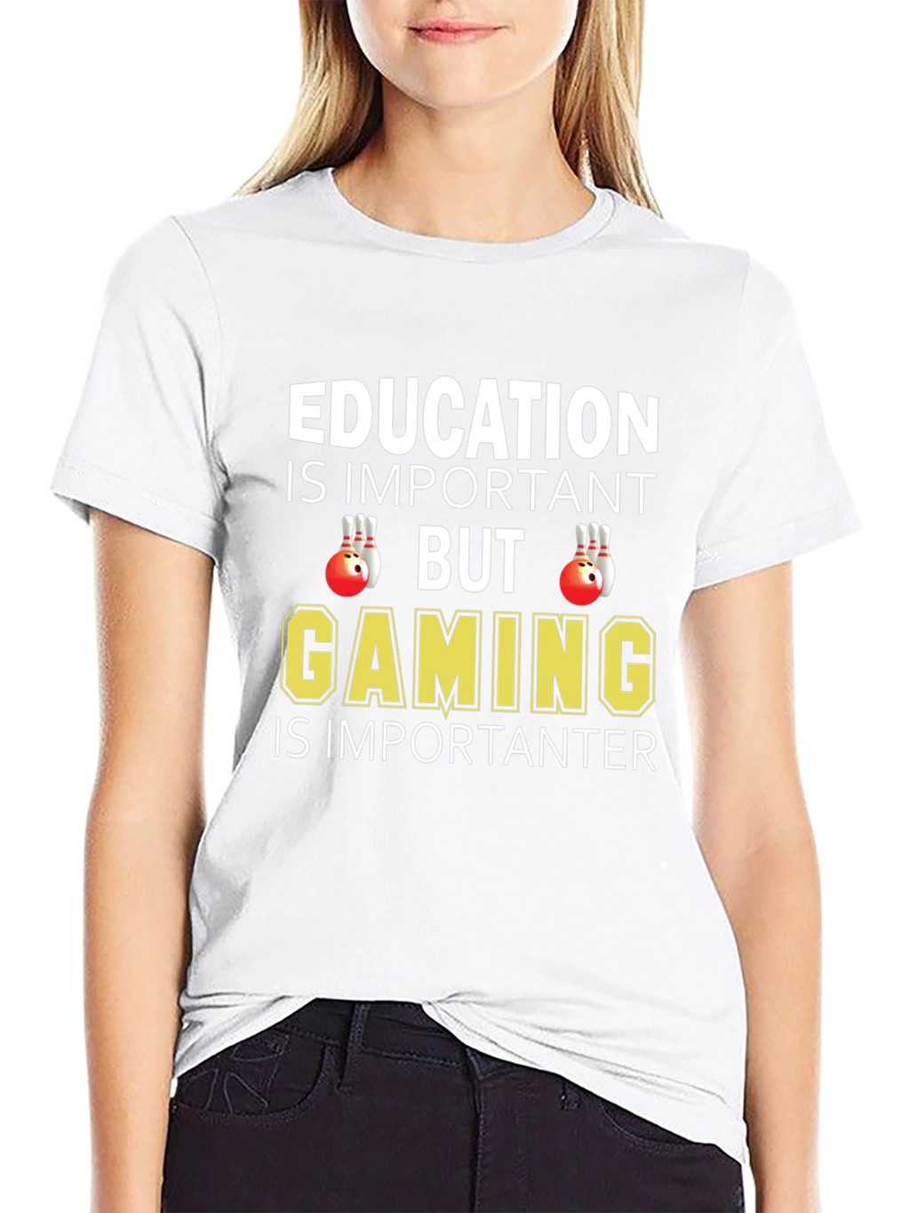 Education vs Gaming Graphic T-Shirt