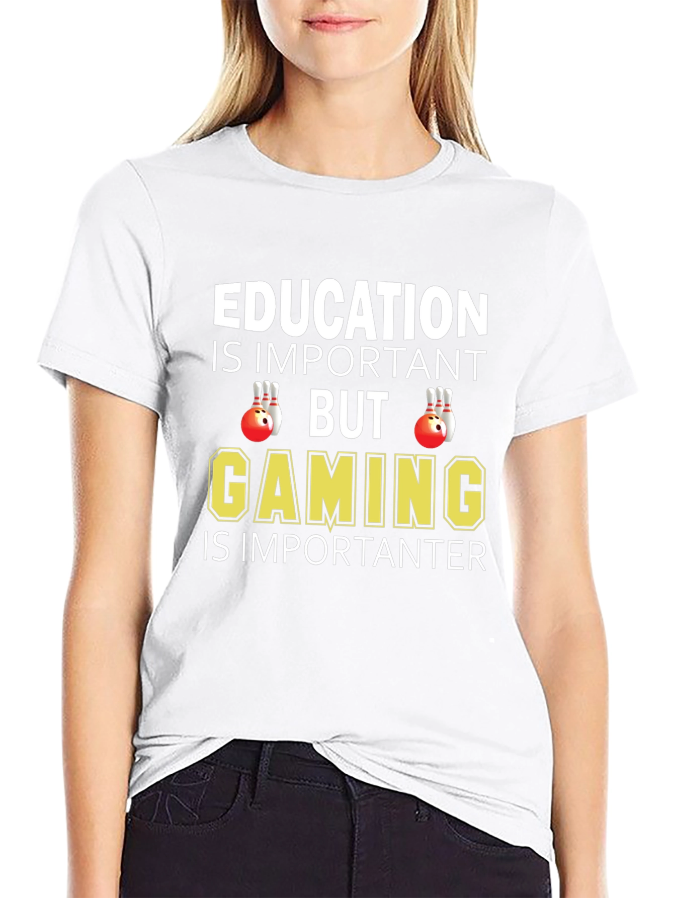 Education vs Gaming Graphic T-Shirt