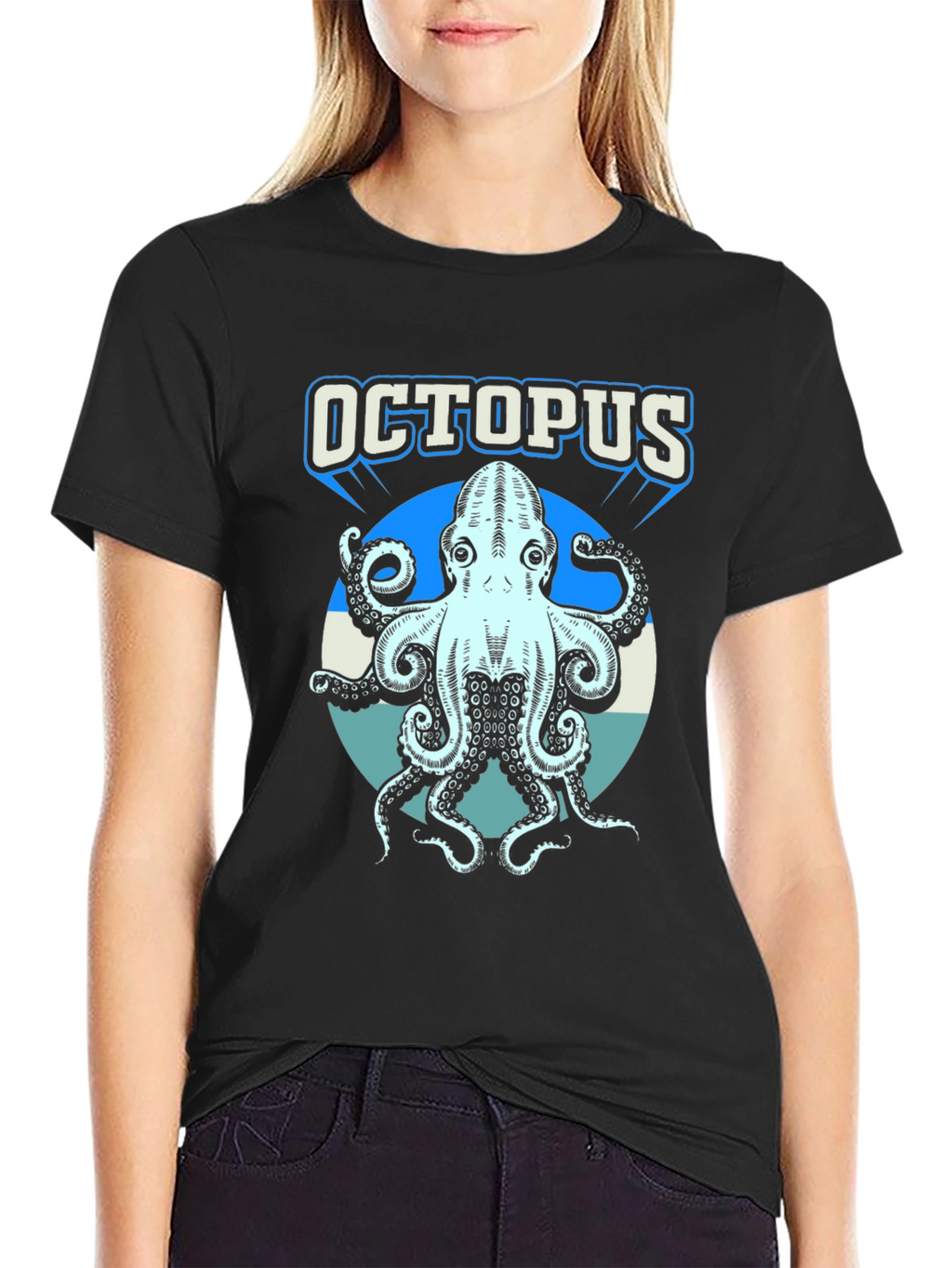 Octopus Graphic Print T-Shirt - Cool Sea Creature Tee