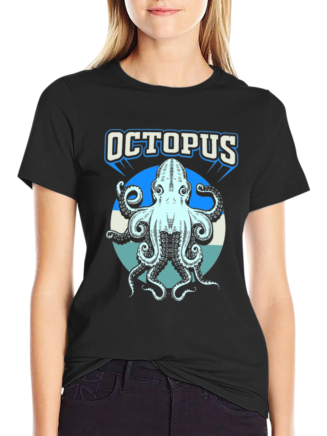 Octopus Graphic Print T-Shirt - Cool Sea Creature Tee