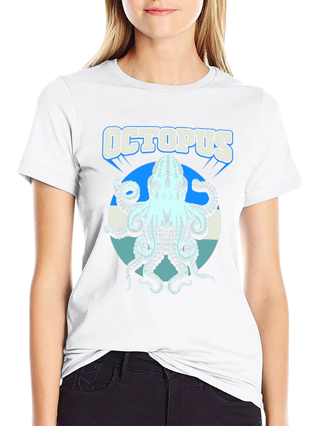 Octopus Graphic Print T-Shirt - Cool Sea Creature Tee