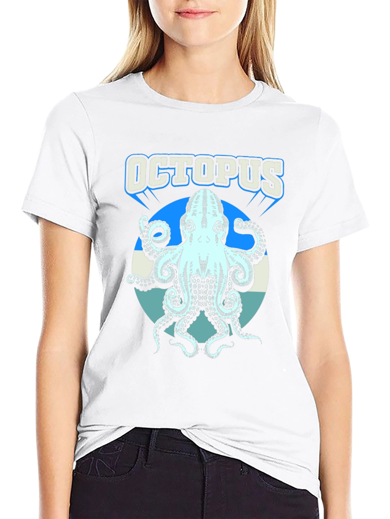 Octopus Graphic Print T-Shirt - Cool Sea Creature Tee