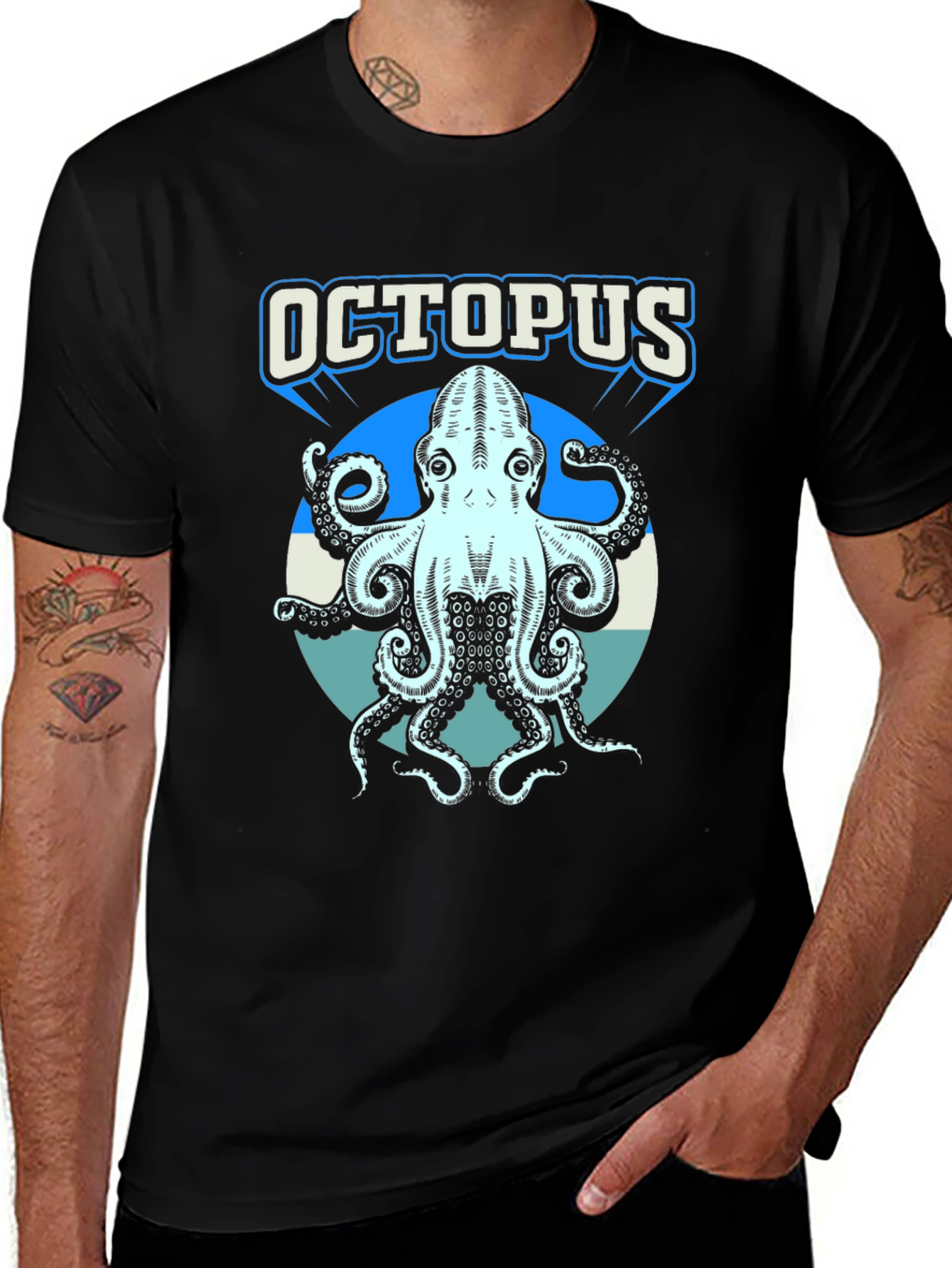 Octopus Graphic Print T-Shirt - Cool Sea Creature Tee