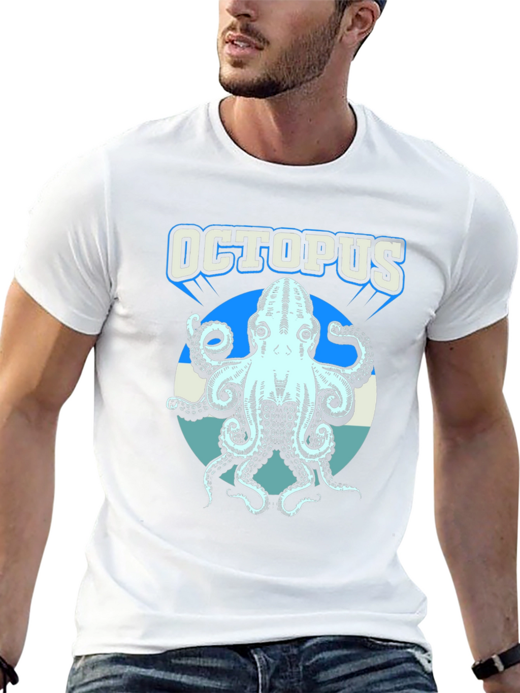 Octopus Graphic Print T-Shirt - Cool Sea Creature Tee