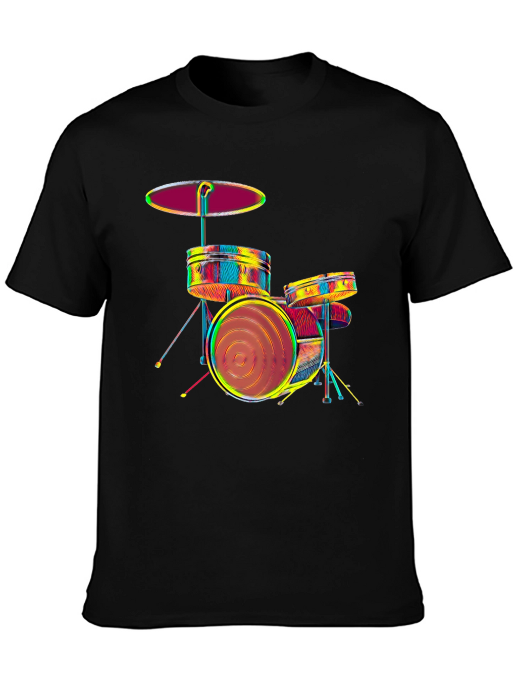 Vibrant Drum Set Graphic Tee - Music Lovers T-Shirt