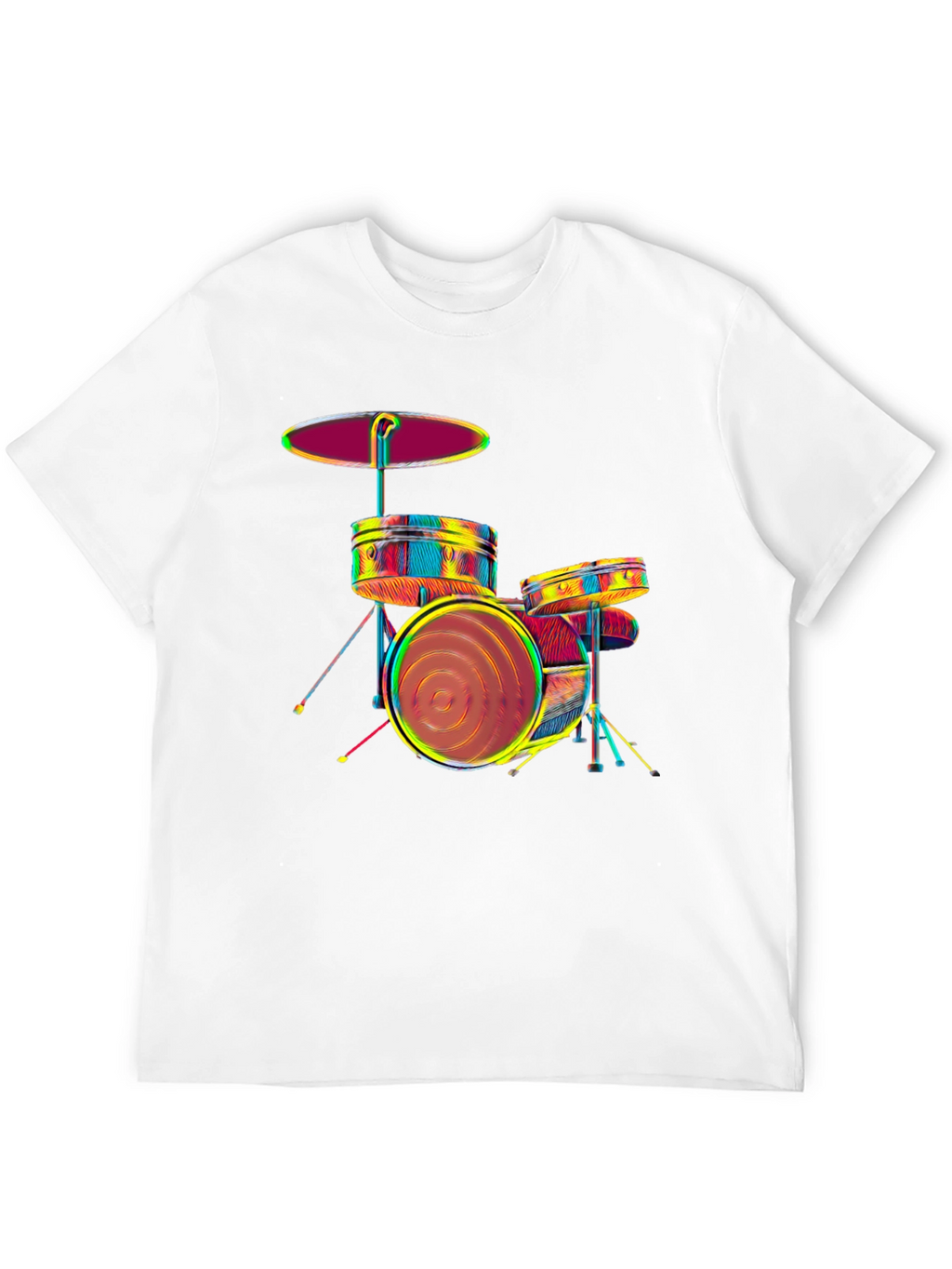 Vibrant Drum Set Graphic Tee - Music Lovers T-Shirt