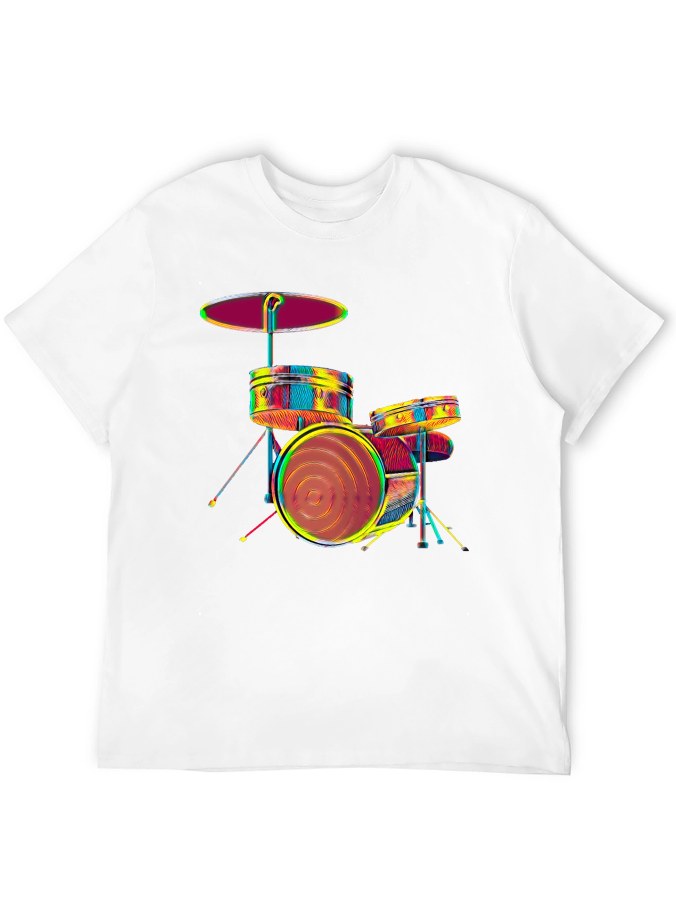 Vibrant Drum Set Graphic Tee - Music Lovers T-Shirt