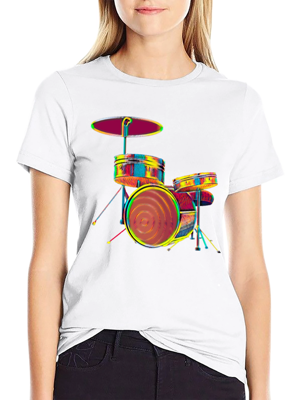 Vibrant Drum Set Graphic Tee - Music Lovers T-Shirt