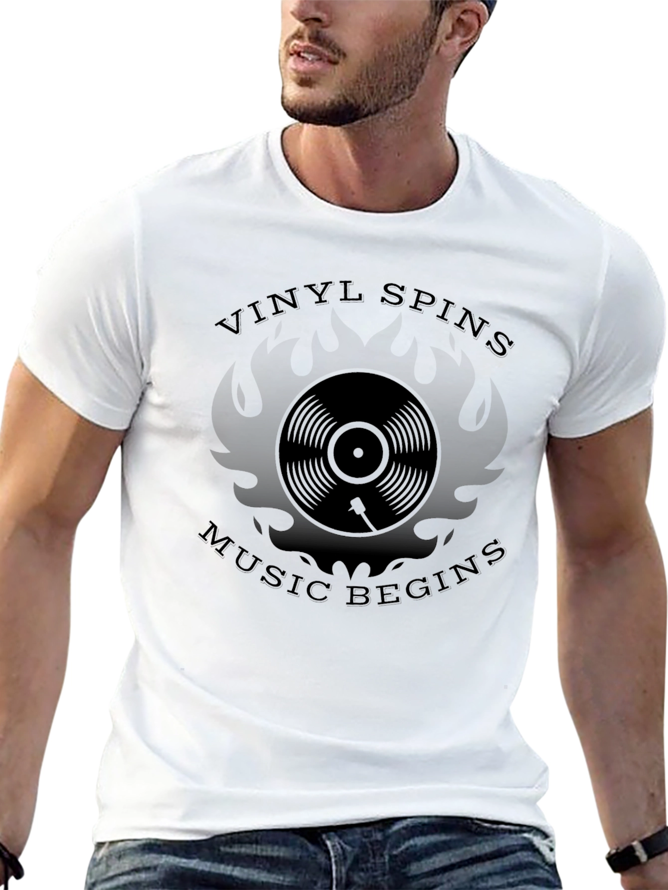 Vinyl Spins Music Begins Graphic T-Shirt