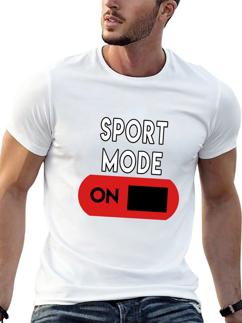 Sport Mode ON Black Graphic T-Shirt