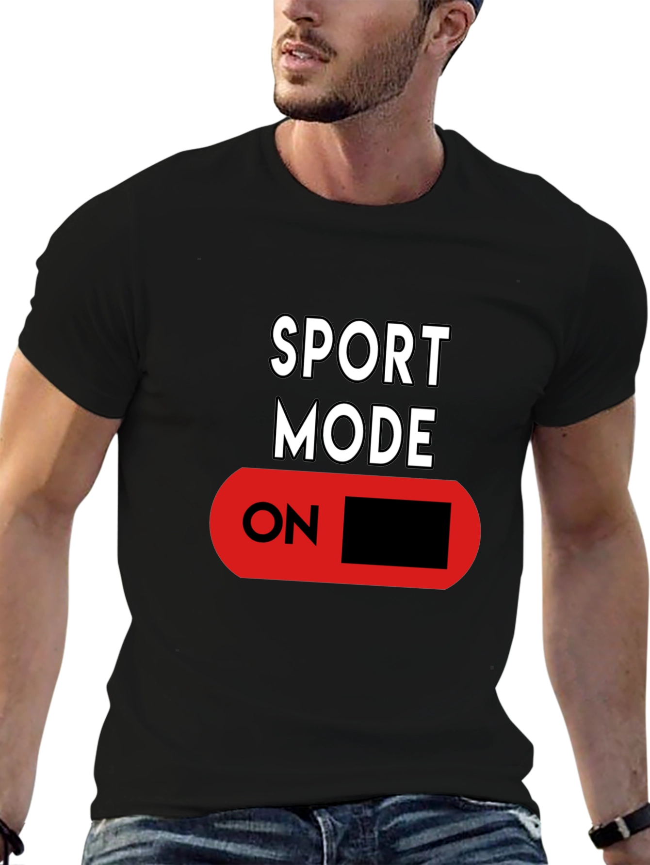 Sport Mode ON Black Graphic T-Shirt