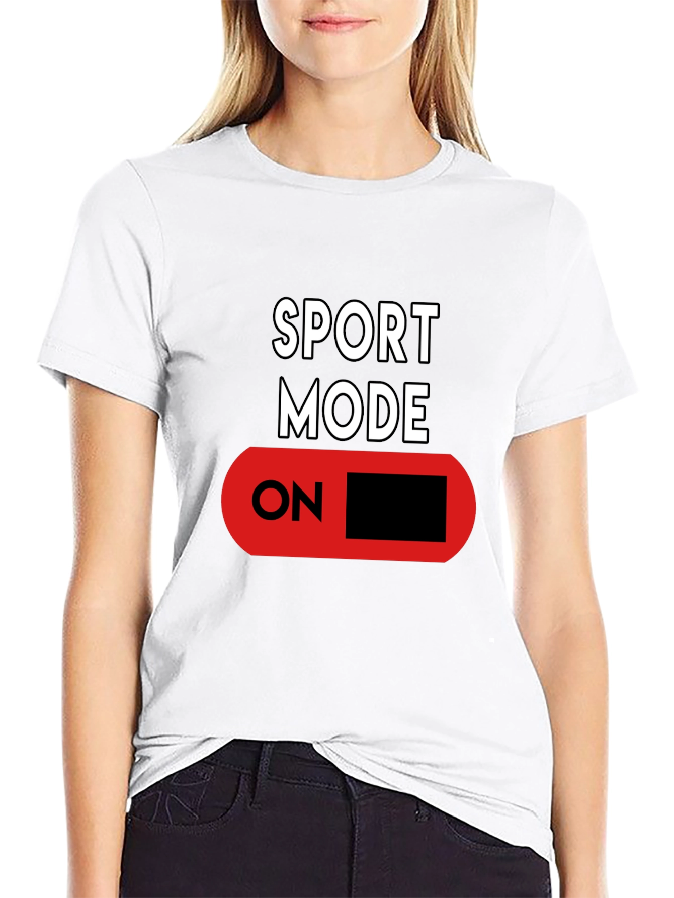 Sport Mode ON Black Graphic T-Shirt