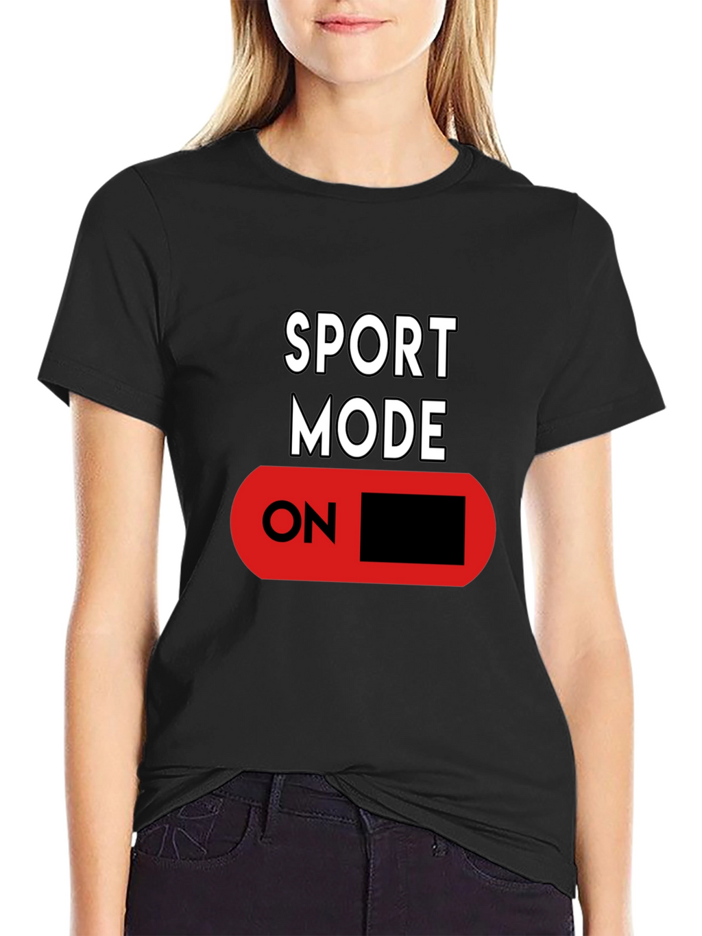 Sport Mode ON Black Graphic T-Shirt
