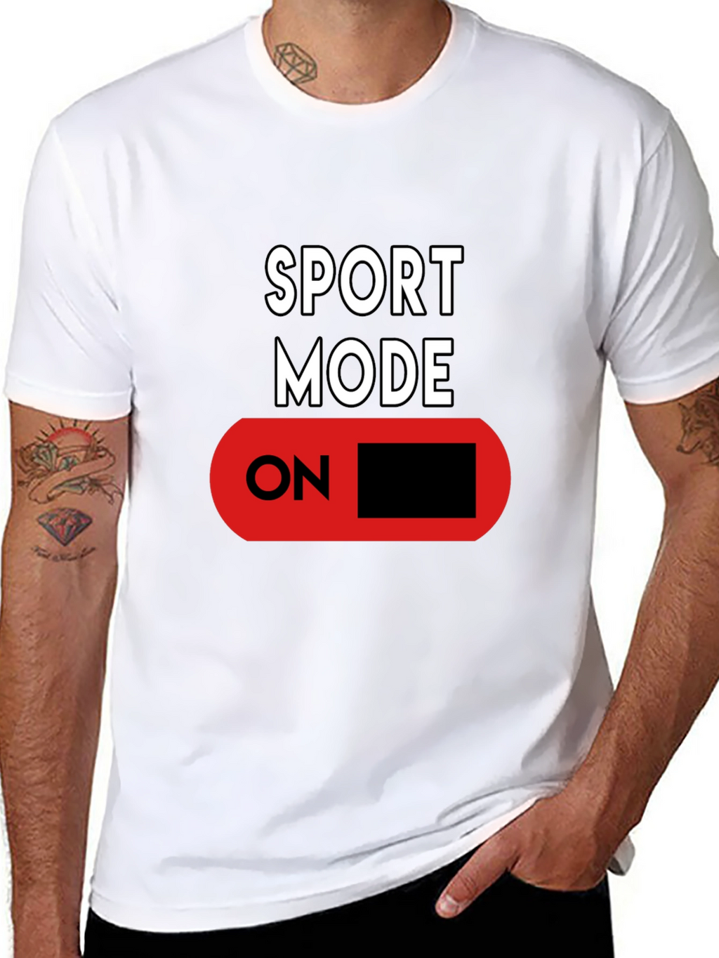 Sport Mode ON Black Graphic T-Shirt