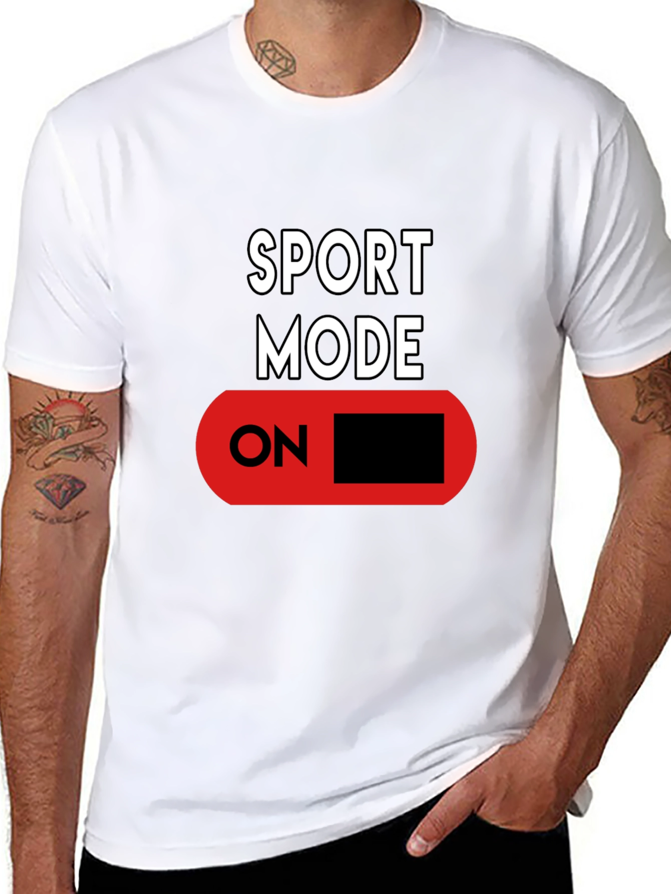 Sport Mode ON Black Graphic T-Shirt