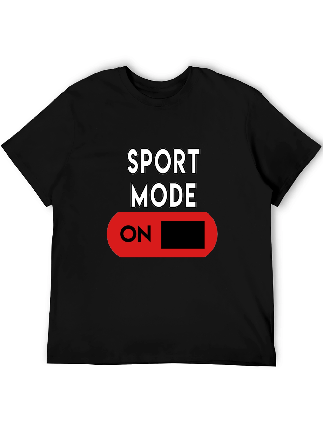 Sport Mode ON Black Graphic T-Shirt