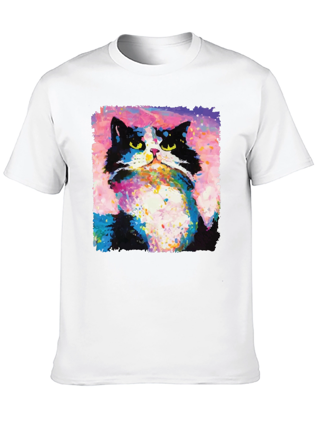 Abstract Cat Graphic Print Crew Neck T-Shirt