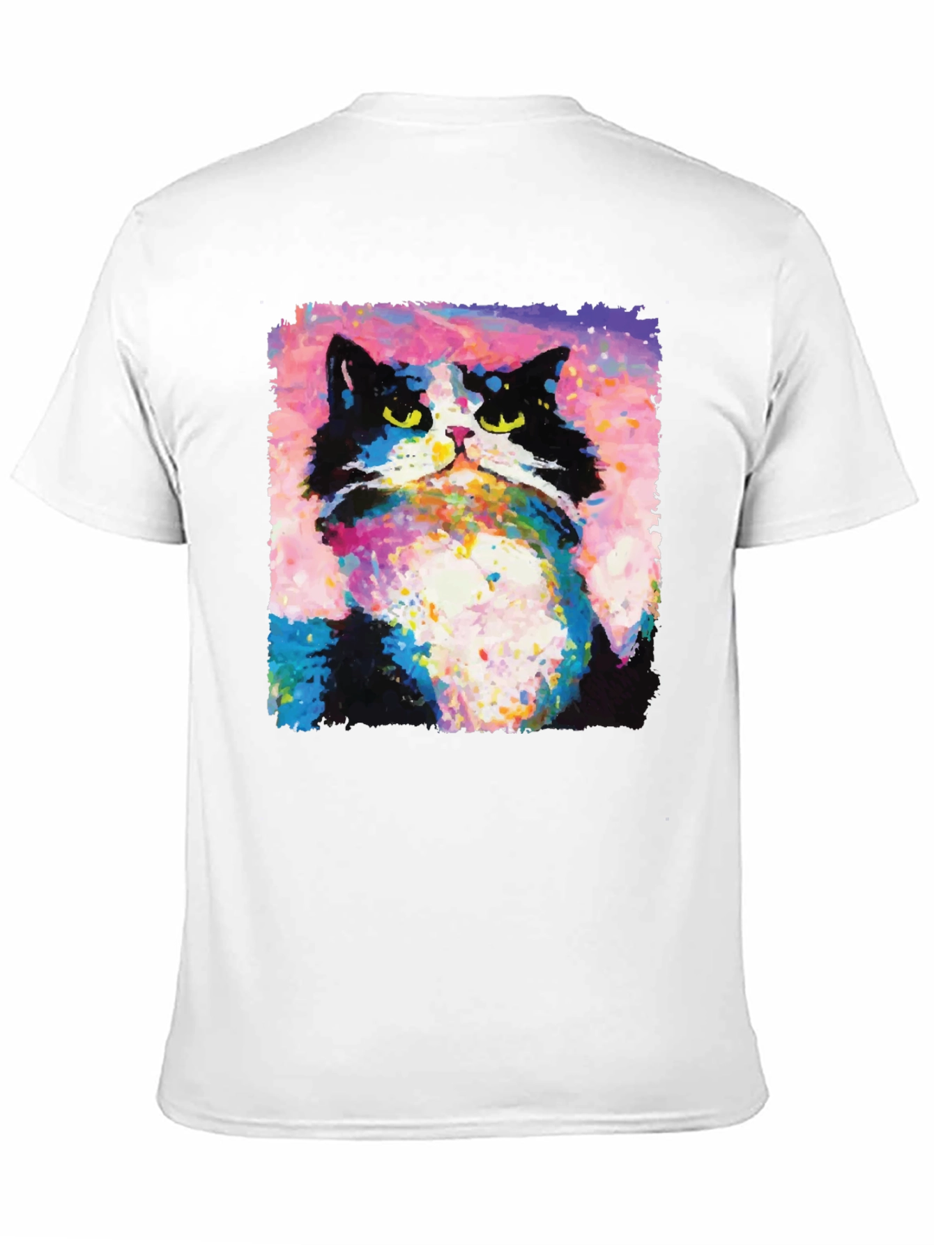 Abstract Cat Graphic Print Crew Neck T-Shirt