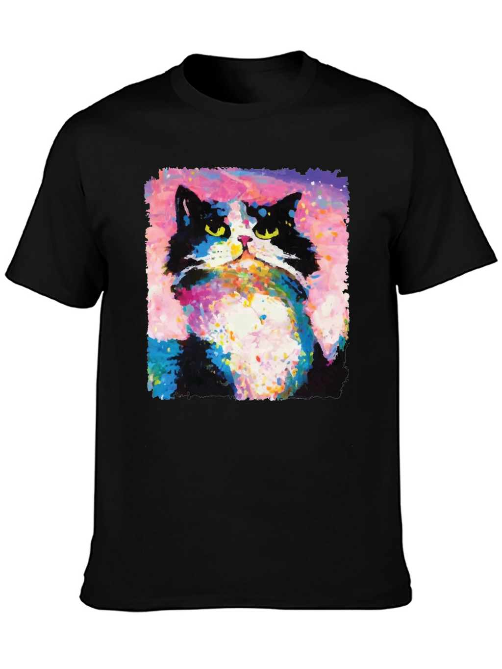 Abstract Cat Graphic Print Crew Neck T-Shirt