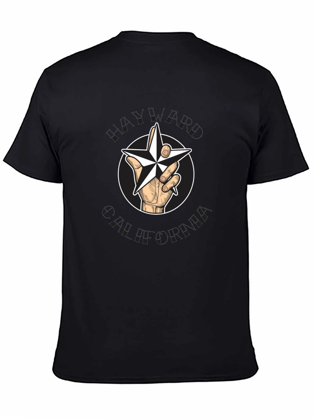 Nautical Star Graphic Black T-Shirt - Hand Holding Star