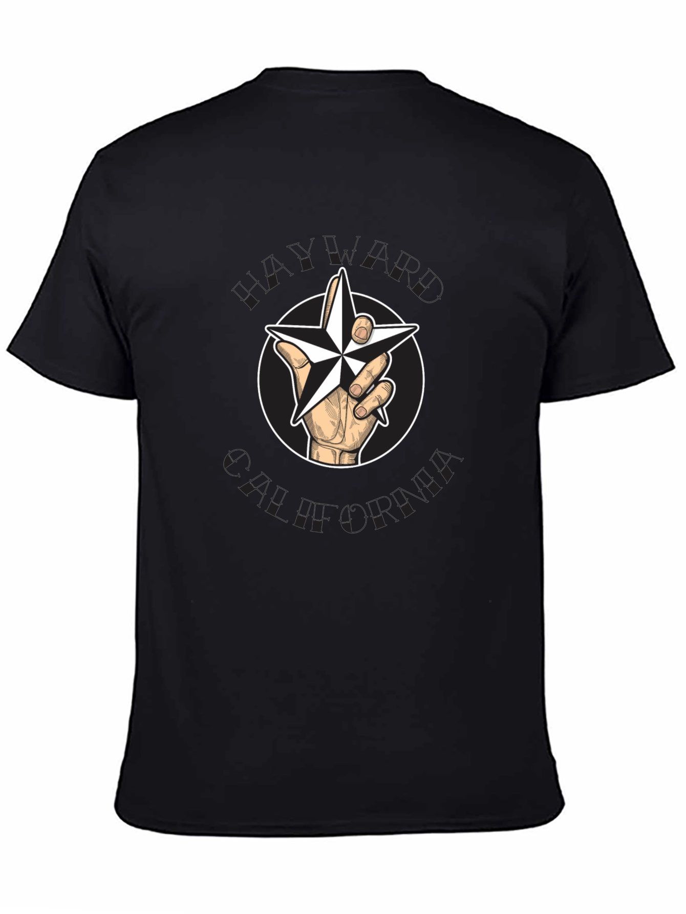 Nautical Star Graphic Black T-Shirt - Hand Holding Star