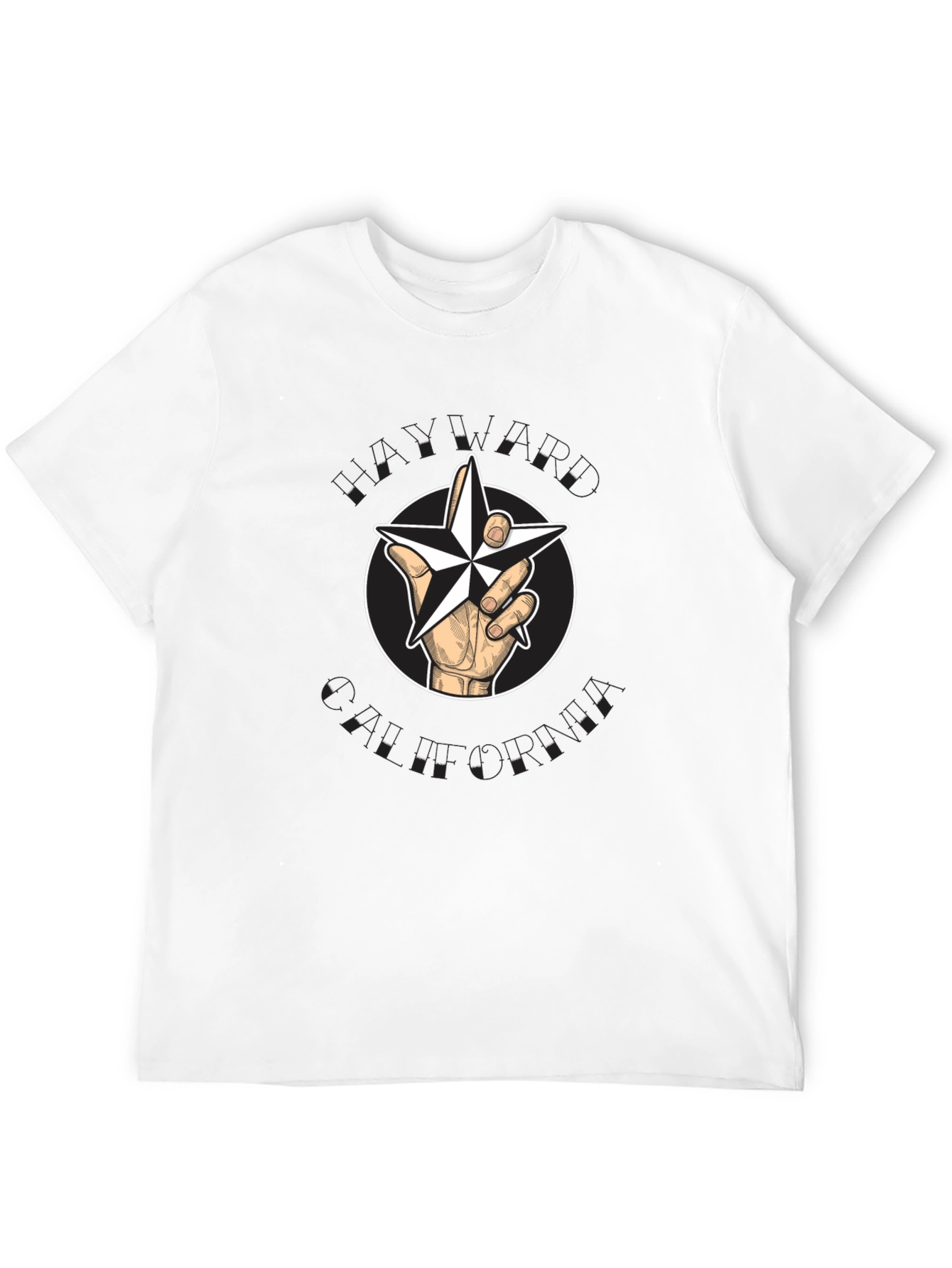 Nautical Star Graphic Black T-Shirt - Hand Holding Star
