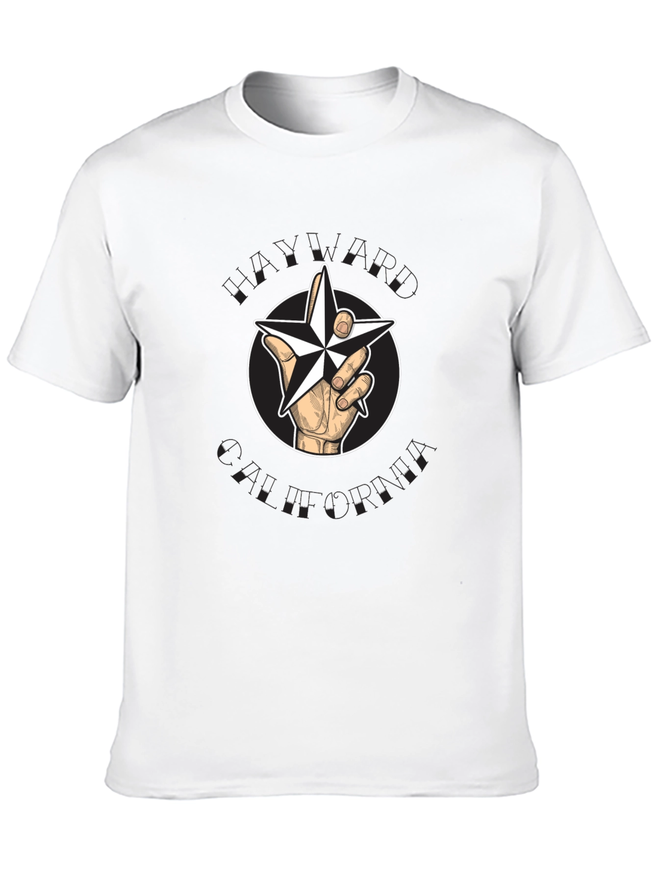 Nautical Star Graphic Black T-Shirt - Hand Holding Star