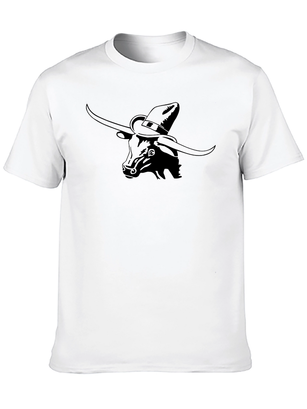 Longhorn Bull in Hat Graphic Black T-Shirt