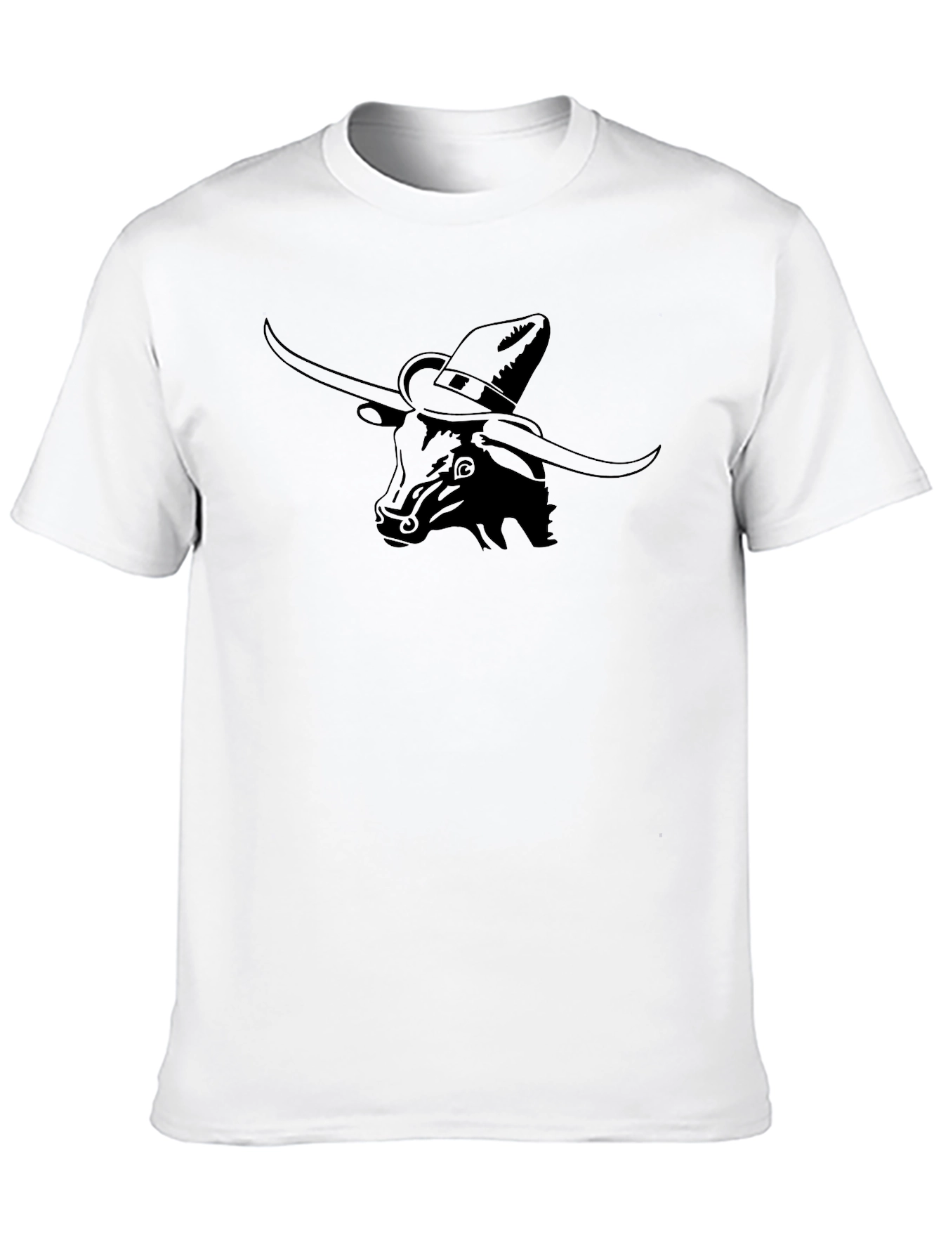 Longhorn Bull in Hat Graphic Black T-Shirt