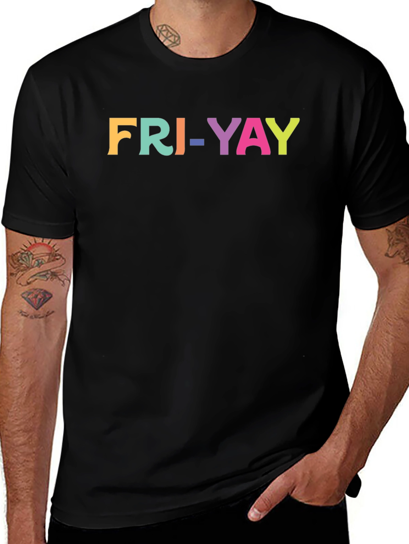 Fri-Yay Colorful Graphic T-Shirt