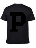 Bold Black Letter P Graphic T-Shirt