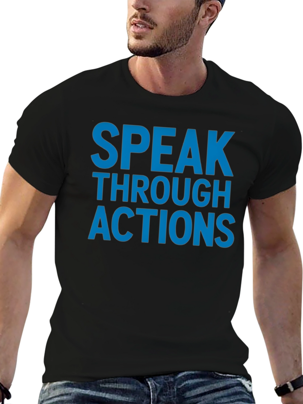 Speak Through Actions Black Graphic T-Shirt