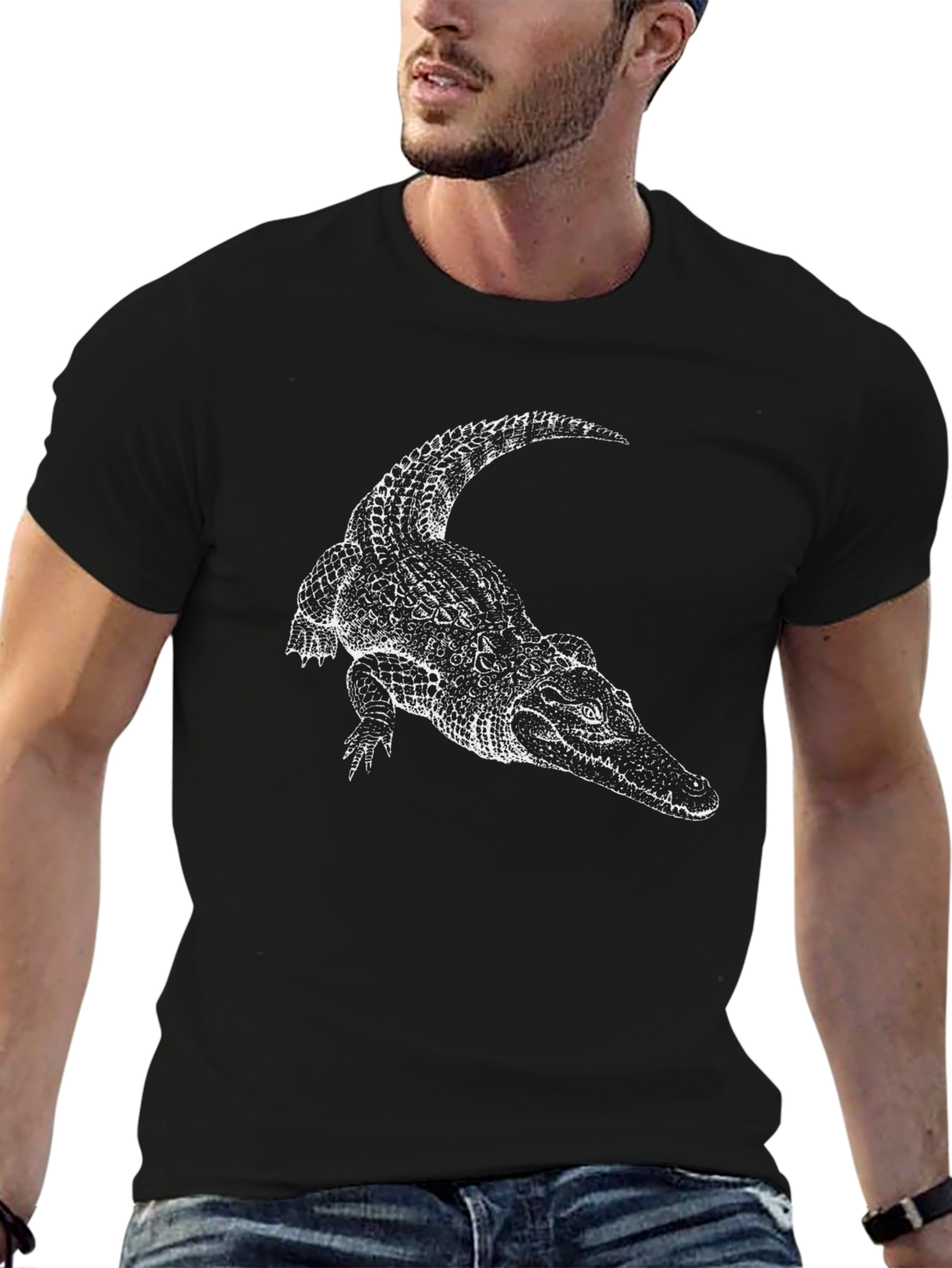 Cool Alligator Graphic Tee - Black Cotton