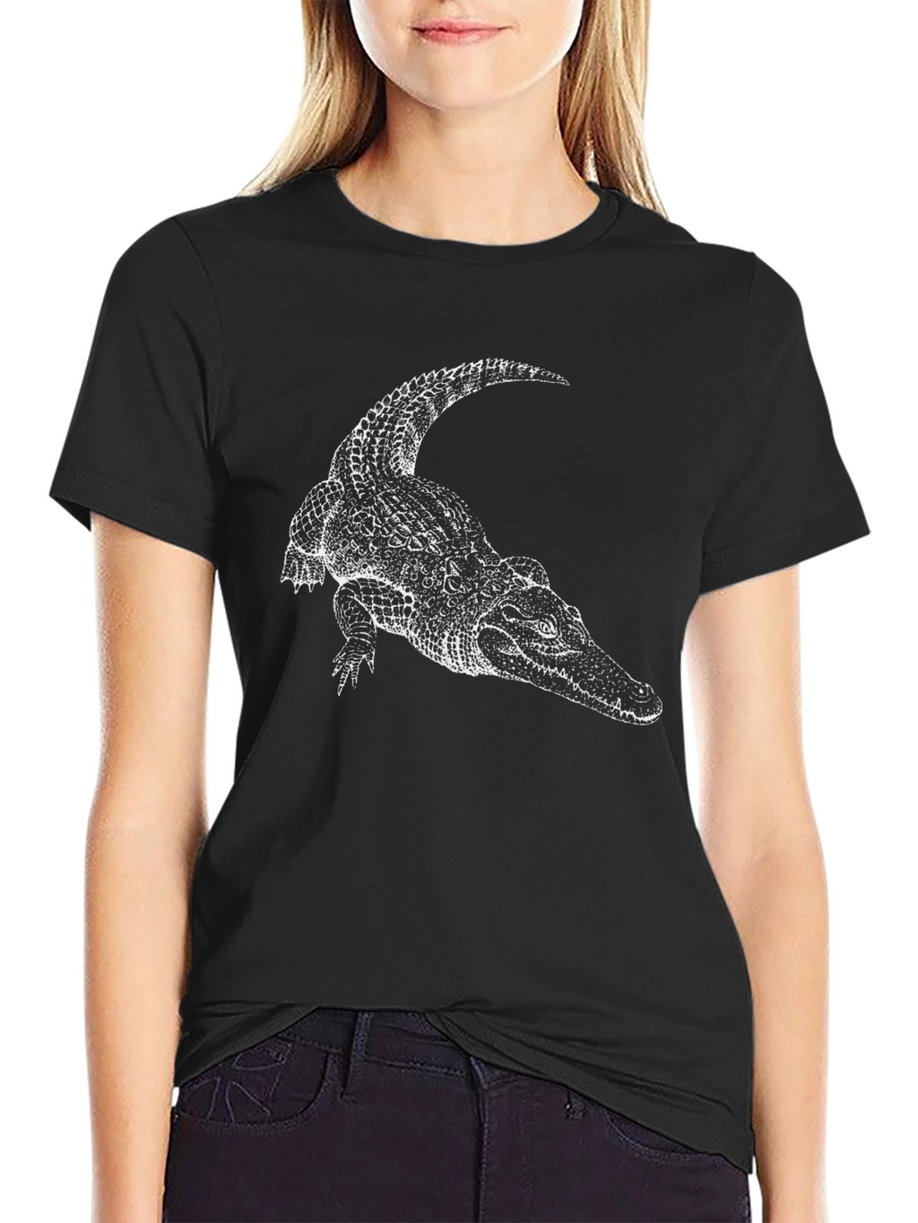 Cool Alligator Graphic Tee - Black Cotton