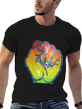Rainbow Fist Graphic Black T-Shirt