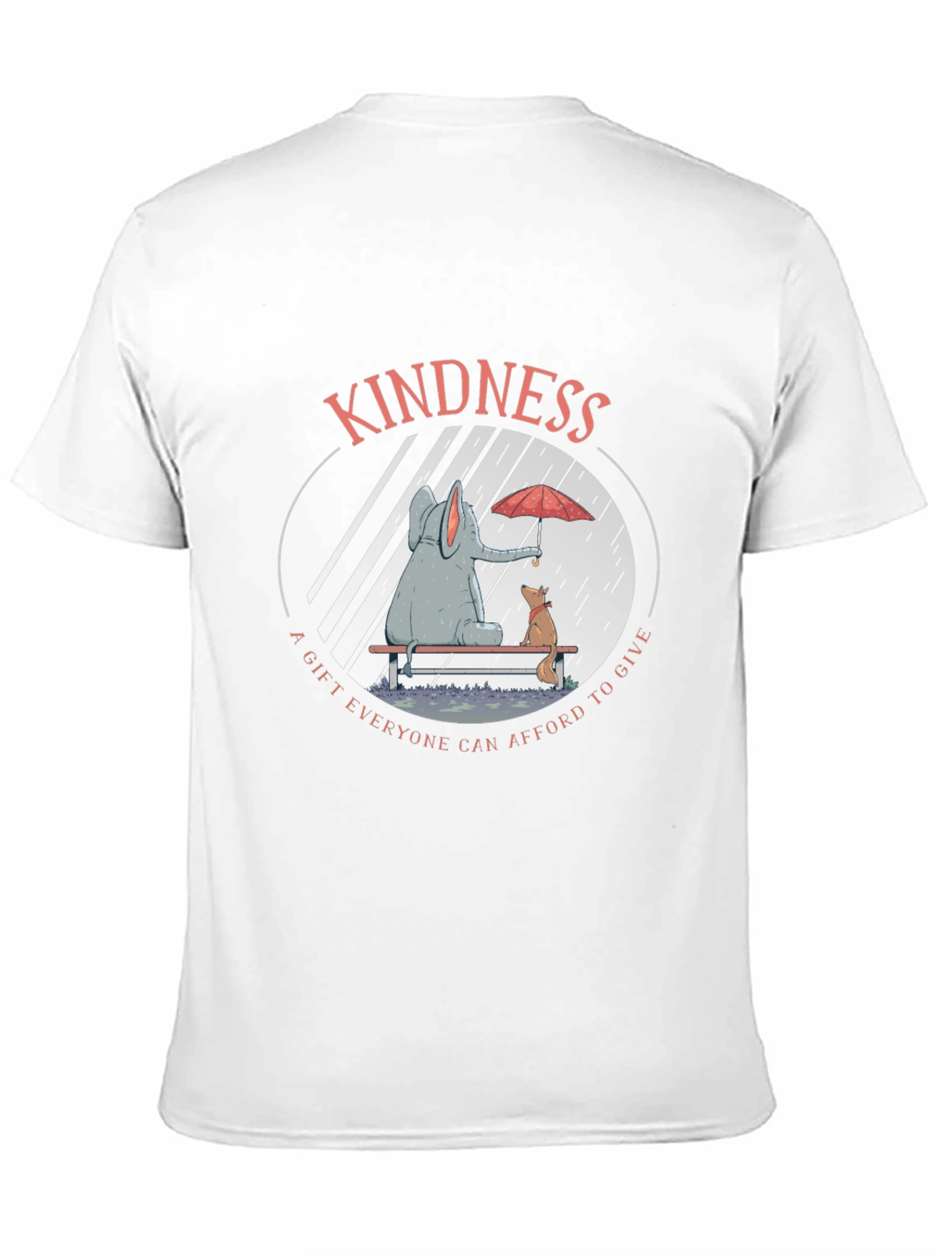 Kindness Graphic Tee: Elephant and Dog in Rain