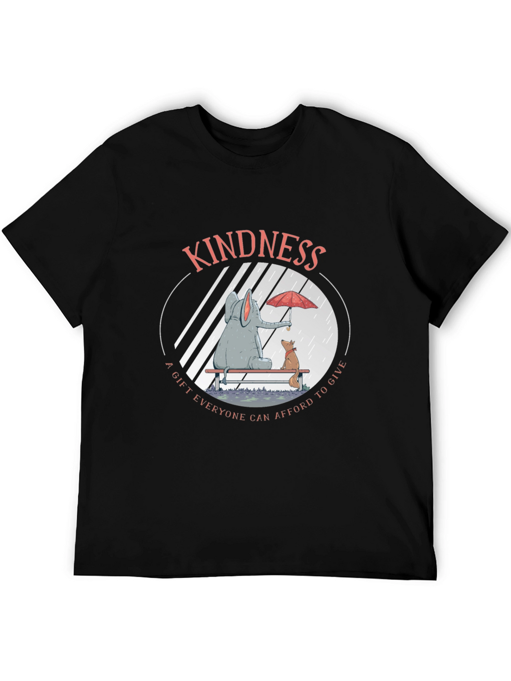 Kindness Graphic Tee: Elephant and Dog in Rain